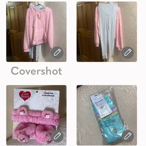 Care Bear set 3X Fluff hoodie+⭐️waffle pant+🧦🐻socks+headband/wristband NIP💕$19